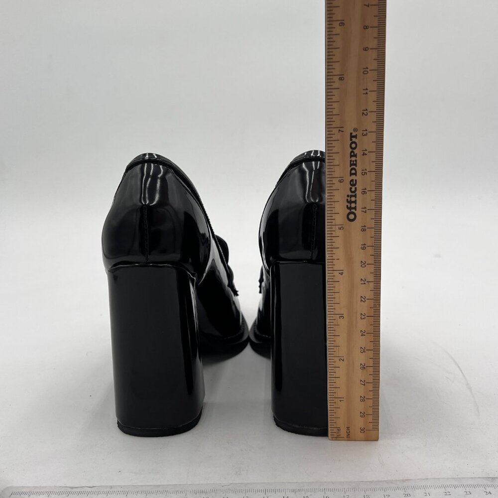 FOWT Black Almond Toe Pumps Chunky High Heels Loafers Slip On Casual Party Shoes - Picture 4 of 7